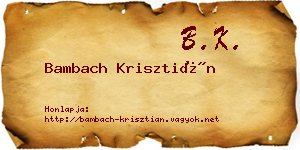 Bambach Krisztián névjegykártya
